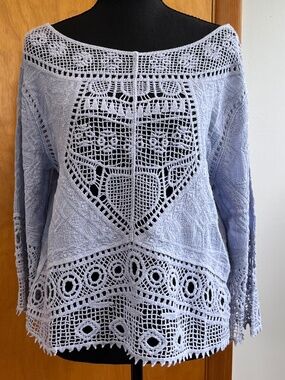 Ultra Pink sz L Open Knit Top Boho Cottagecore Earthy Whimsigoth 100% Cotton